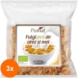 Pronat Foil Pack Set 3 x Fulgi Bio de Orez si Mei, 200g