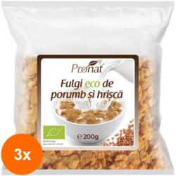 Pronat Foil Pack Set 3 x Fulgi Bio de Porumb si Hrisca, 200 g