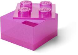 LEGO® Cutie de depozitare LEGO 4 cu capac - roz roz sclipitor (SL40090801)