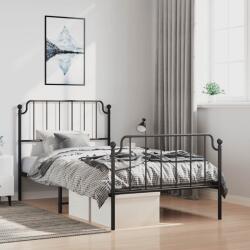 vidaXL fekete fém ágykeret fej- és lábtámlával 100 x 200 cm (373900)