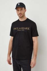 Paul&Shark pamut póló fekete, férfi, nyomott mintás, 24411020 - fekete XL