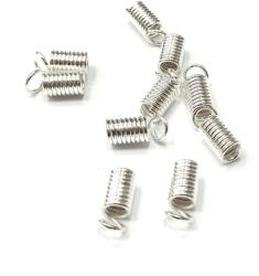  Gyöngy alkatrész- bőrvégzáró, rugós, ezüst, 4, 5mm