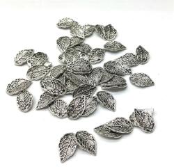Gyöngy alkatrész- fém köztes levél fűzhető 9x16mm ezüst 50db/csomag