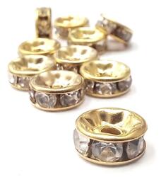  Gyöngy alkatrész- fém köztes rondella 7mm arany/ezüst köves 10db/csomag