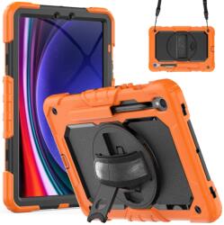  SOLID 360 Tartós tok: Samsung Galaxy Tab S9 / Tab S9 FE / Tab S10 FE narancs