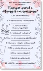 Personal Kvíz szett a koszorúslányoknak és vőfélyeknek - Közös