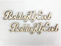  Natúr fa - "Boldog Új Évet" felirat 14, 5cm 2db/csomag - papelito