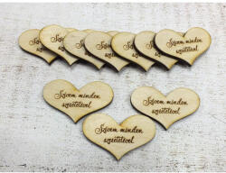  Natúr fa - "Szívem minden szeretetével" szív 10db/csomag - papelito