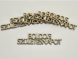  Natúr fa - " BOLDOG SZÜLETÉSNAPOT " felirat 2, 4x9cm 5db/csomag - papelito