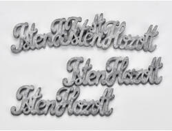  Fa "Isten Hozott" felirat szürke 15cm 4db/csomag - koszorúhoz és asztaldíszhez