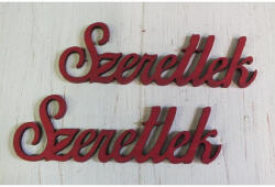  Fa "Szeretlek" felirat meggypiros 9, 5cm 2db/csomag - koszorúhoz és asztaldíszhez