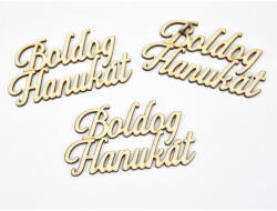  Natúr fa - "Boldog Hanukát" felirat 9, 5cm 3db/csomag - feliratként és tábladíszként