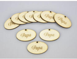  Natúr fa -"Papa" ovál tábla 2, 5x4cm 10db/csomag - feliratként és tábladíszként
