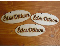 Natúr fa - "Édes otthon" áttört ovál táblák 3db/csomag - papelito