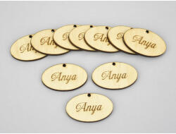  Natúr fa -"Anya" ovál tábla 2, 5x4cm 10db/csomag - feliratként és tábladíszként