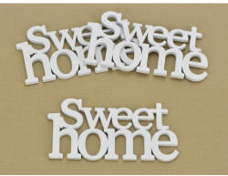  Fa "Sweet home" felirat koszorúra fehér 7x14cm 3db/csomag - koszorúhoz és asztaldíszhez