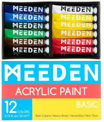  Akrilfesték készlet - MEEDEN Acrylic Paint Set, 12 Vibrant Colors 12x22 ml - Alapkészlet