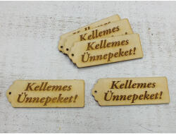 Natúr fa - "Kellemes Ünnepeket" scrapbook tábla 3x8cm 5db/csomag - papelito