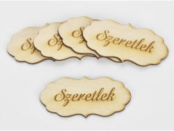  Natúr fa - "Szeretlek" fodros tábla 5db/csomag - feliratként és tábladíszként