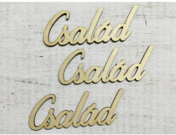  Natúr fa "Család" felirat 13, 5cm 3db/csomag - feliratként és tábladíszként