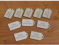  Natúr fa - "Boldog Születésnapot" gravírozott scrapbook táblák 3x4, 5cm 10db/csomag - feliratként és tábladíszként