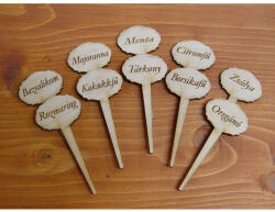  Natúr fa - Táblák fűszernövények beszúrós 4x9cm 10db/csomag - feliratként és tábladíszként