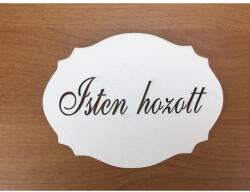  Natúr fa - "Isten Hozott" kiesős tábla fehér - koszorúhoz és asztaldíszhez
