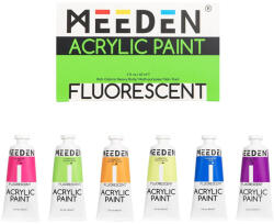Akrilfesték készlet, sűrű - MEEDEN 6-color Fluorescent Acrylic Paint, 60 ml tube