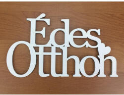 Fa - "Édes Otthon" felirat koszorúra fehér 11, 5x20cm - papelito