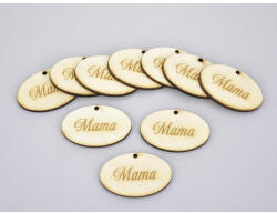  Natúr fa -"Mama" ovál tábla 2, 5x4cm 10db/csomag - feliratként és tábladíszként