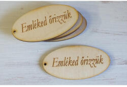  Natúr fa - "Emléked őrizzük" gravírozott ovál tábla 5db/csomag - papelito