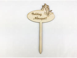 Natúr fa - Beszúrós "Boldog Nőnapot" tábla 7, 5cm - papelito