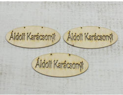 Natúr fa - "Áldott Karácsonyt" áttört tábla 3db/csomag - papelito