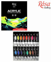 Akrilfesték készlet - Rósa Gallery - 18 x 20 ml tubusos művészfesték - kartondobozban