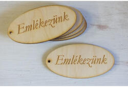 Natúr fa - "Emlékezünk" gravírozott ovál tábla 5db/csomag - papelito