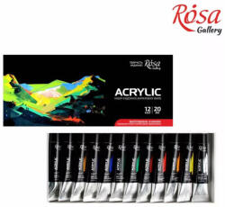 Rósa Akrilfesték készlet - Rósa Gallery - 12 x 20 ml tubusos művészfesték - kartondobozban