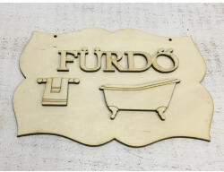  Natúr fa - Fürdő tábla 19x13, 5cm - feliratként és tábladíszként