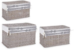Bizzotto Set 3 cosuri depozitare din ratan gri Elegantly 56x33x33 cm, 61x36x38 cm, 66x41x43 cm (0402407)