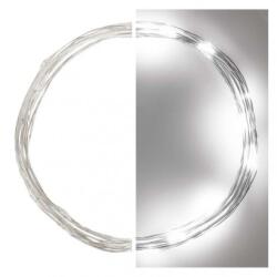 EMOS D3AC07 karácsonyi nano fényfüzér 1, 9m 20 LED | 1, 28 W | 2xAA - hideg fehér, időzítő, ezüst