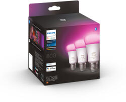 Philips Hue 8719514328389 LED izzók 3x6, 5W | E27 | 800lm | 2000-6500K | RGB - 3 db-os készlet, White and color Ambiance, szabályozható, Bluetooth