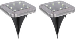 GLOBO 33414Q-2 LED kültéri napelemes lámpa 8x0, 1W | 6000K | IP44 - 2 db-os készlet, fekete