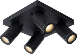 Lucide 09930/20/30 mennyezeti spotlámpa 4x5W | LED GU10 | 2200K/3000K | 4x320lm | IP44 - az izzó a csomag tartalma, fekete, állítható, szabályozható,