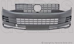 VW T6 2015-2019 Transporter - Első lökhárító fekete, rácsokkal
