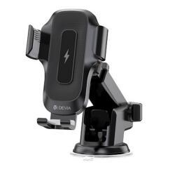 DEVIA smart autós tartó (műszerfalra, szélvédőre, tapadókorongos, 15w, wireless, 360°, 4.7-6.9" méret) fekete (EA497) - rufusz