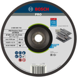 Bosch PRO hajlított vágókorong, 180x1, 6x22, 23 mm, inoxhoz, fémhez (2608600710) - megatool