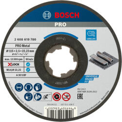 Bosch PRO Metal X-LOCK, M14 egyenes vágókorong, 115x2, 5x22, 23 mm, fémhez (Regisztrációval akár extra értékes ajándék is elérhető! ) (2608619780)