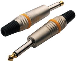 RockCable RCL 10002 M TS dugó, 6.3 mm mono, fém sapka, kábel tehermentesítés (RCL 10002 M)