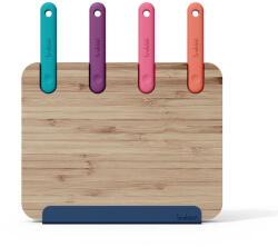  Vágódeszka beépített késekkel Trebonn Block 1320109, 4 kés, 30x20 cm, Bambusz, Japán acél, Többszínű