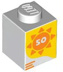 LEGO® 3005pb060c1 - LEGO fehér kocka 1 x 1 méretű, nap és 50 mintával (3005pb060c1)