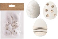  IRIS dekor műanyag tojás x6 fehér/arany minta 4x6cm (72029) - officedepot